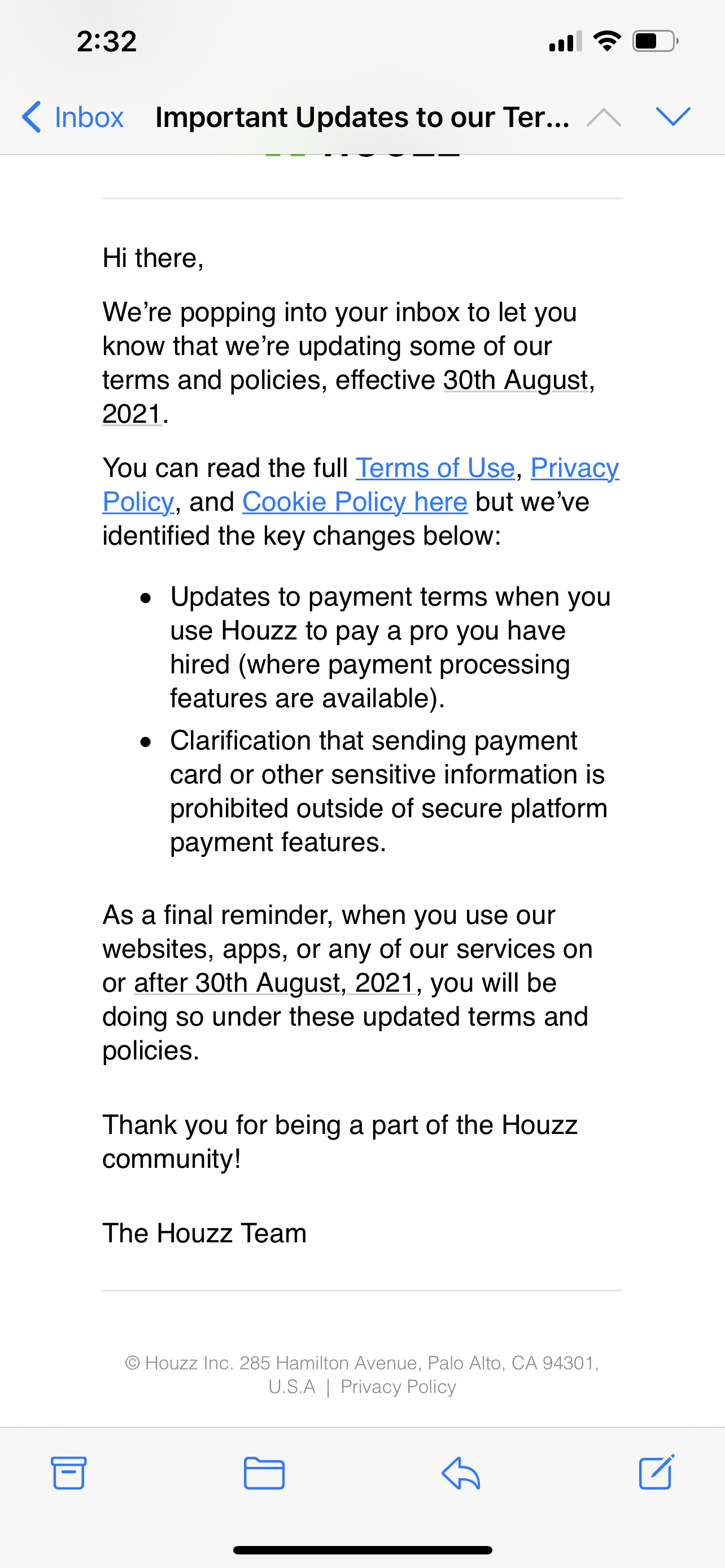 Houzz complaint Houzz not registering unsubscribe from emails