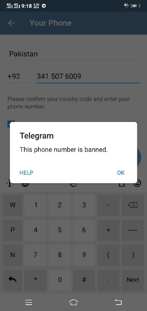 Telegram complaint Phone number ban