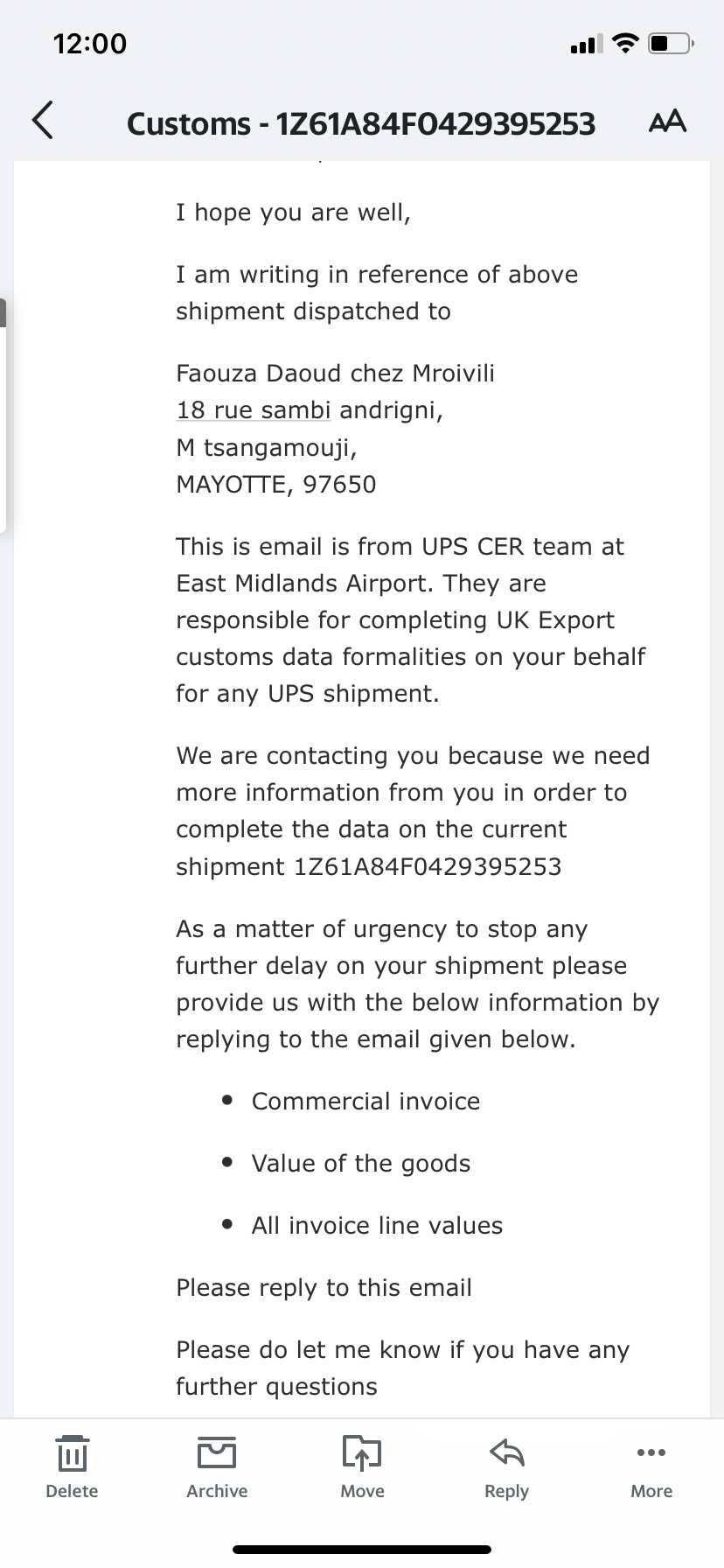 ParcelCompare complaint My parcel lost and they refused to refund me