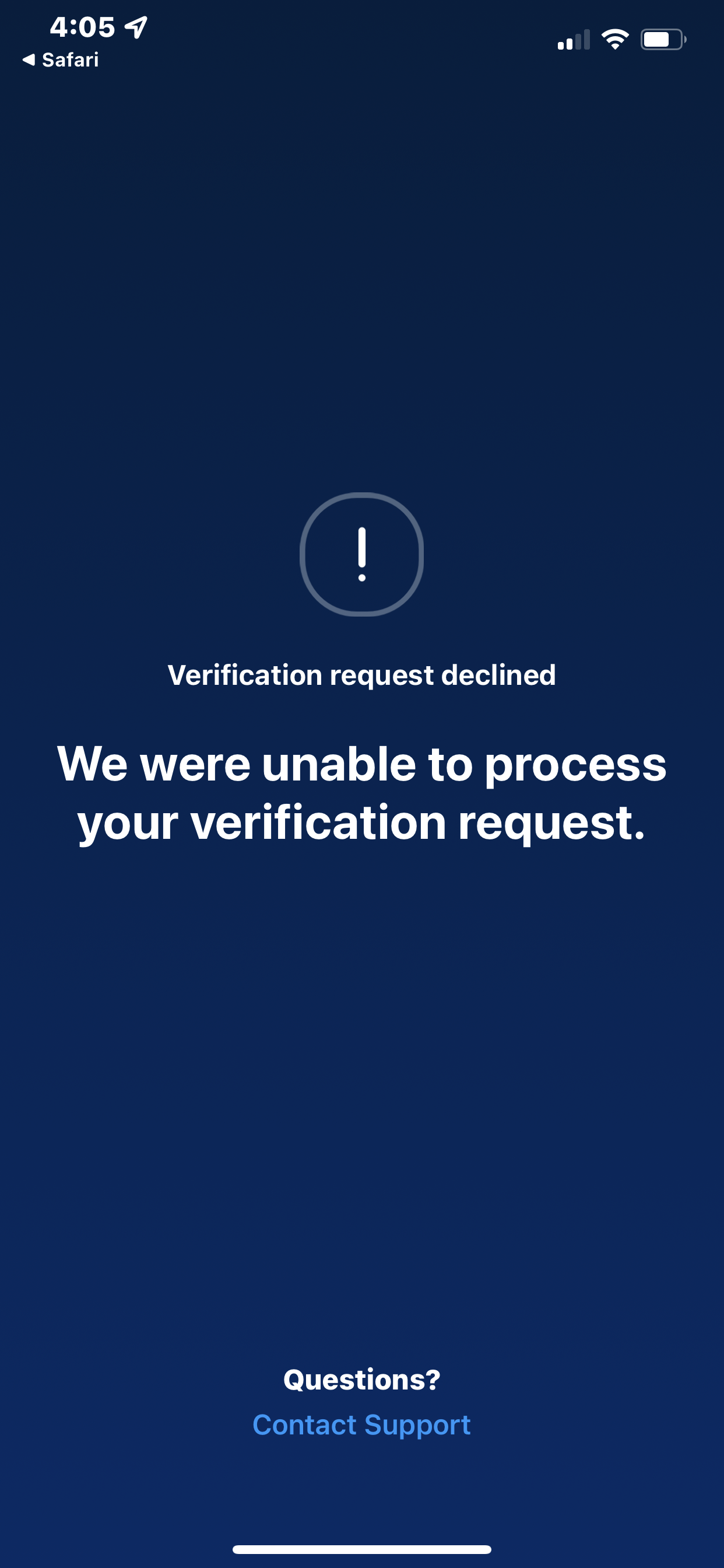 Crypto.com complaint Verification Denied
