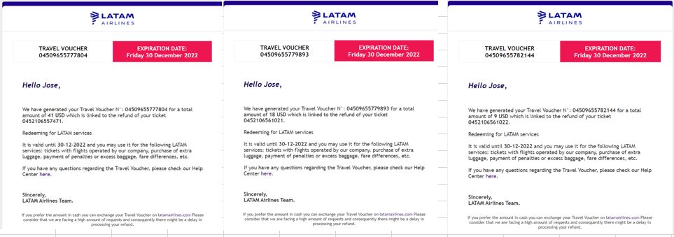 LATAM Airlines complaint Cancelled flights due to Covid-19