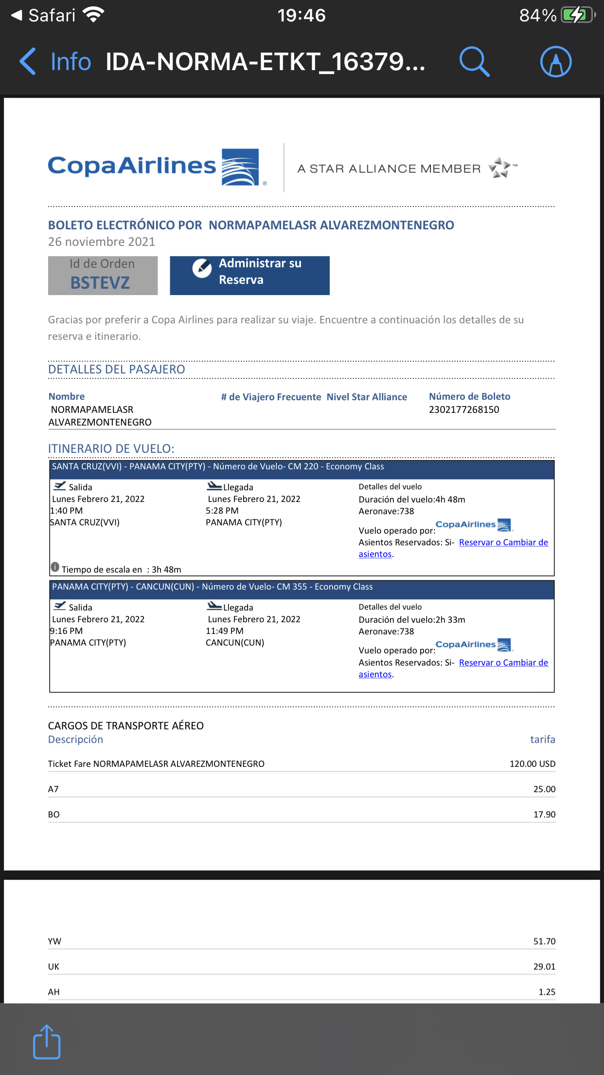 Copa Airlines complaint Refund the ticket without the notice
