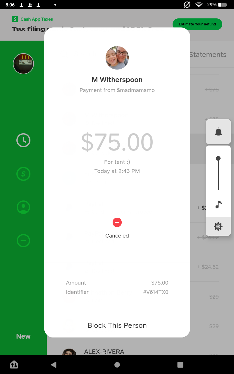 Cash App complaint Purchaser  canceling payment after picking up products