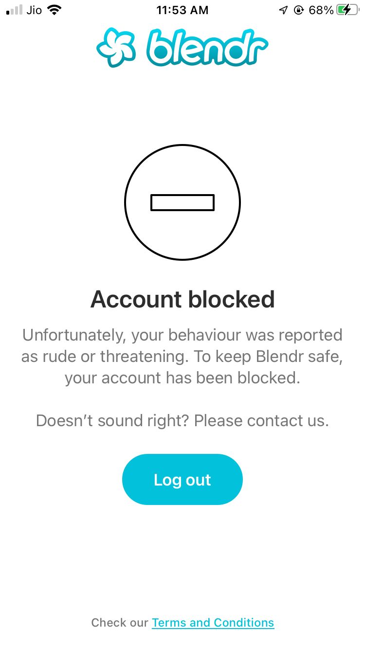 Blendr complaint Blocked.