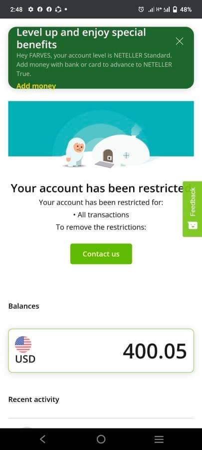 NETeller complaint Close my account and deny to return my money back.