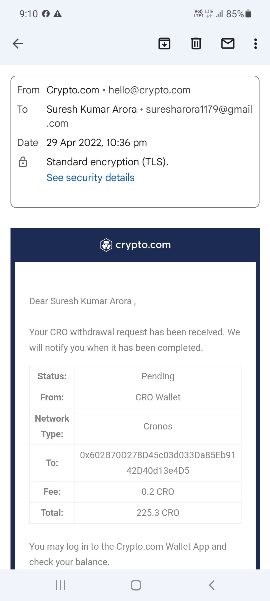 Crypto.com complaint Withdrawal Pending since 12 hours