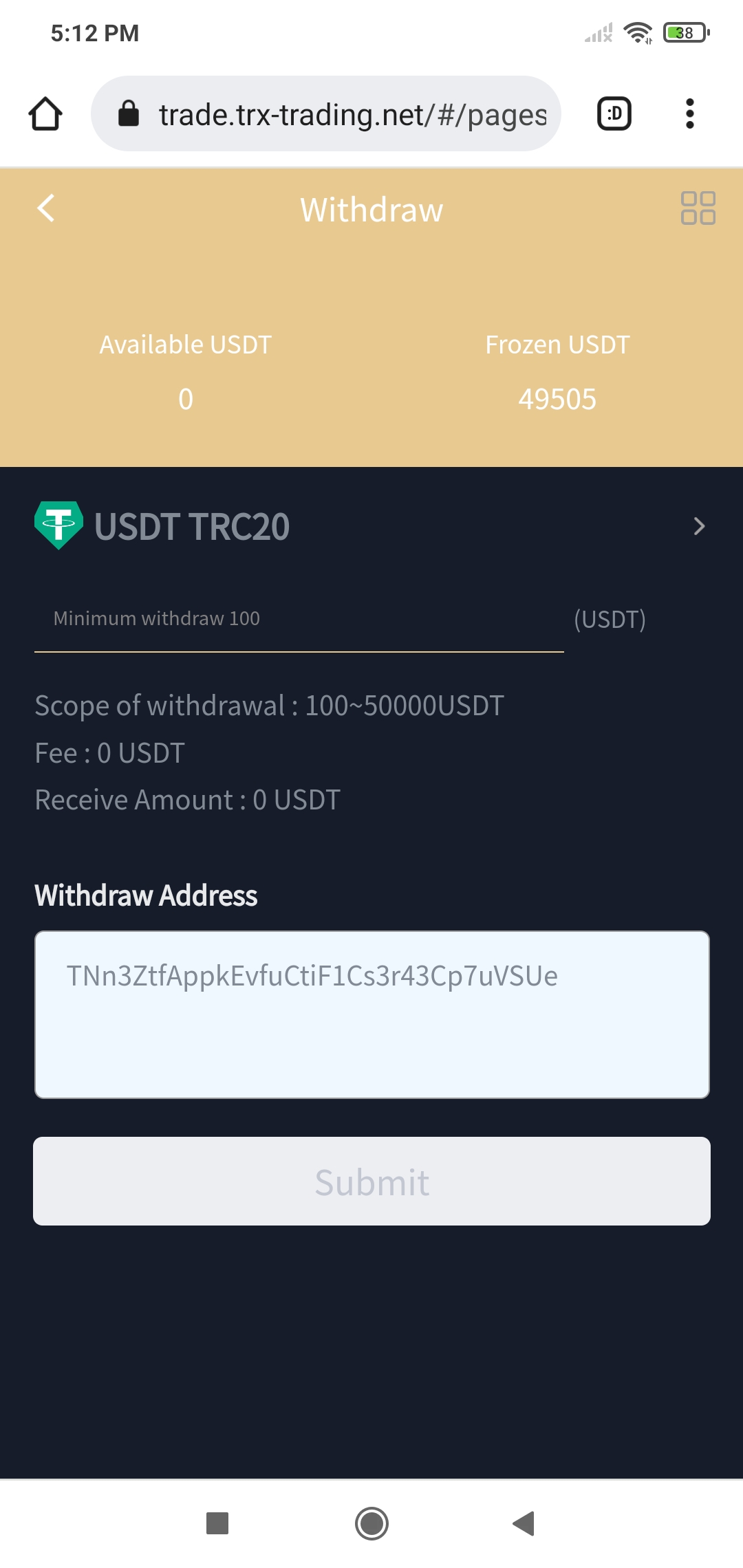 Trade.trx-trading.net complaint Freezed Btc trading account
