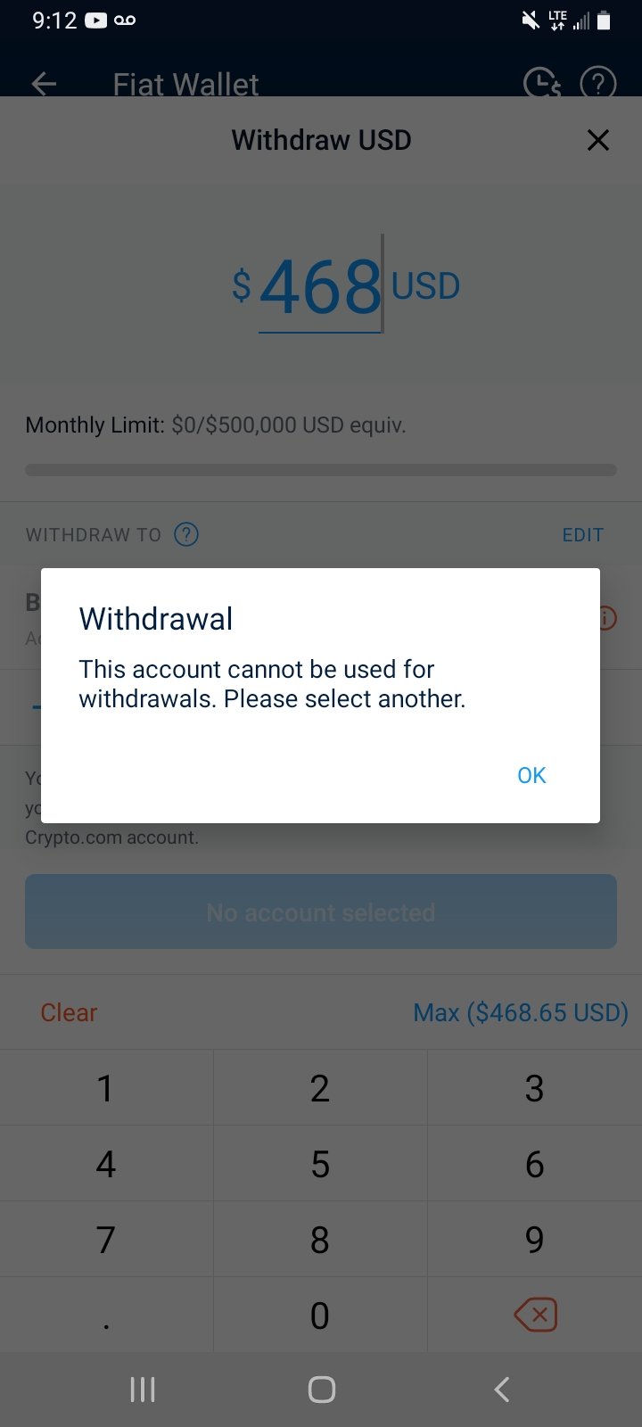 Crypto.com complaint Won't allow me to withdraw MY money