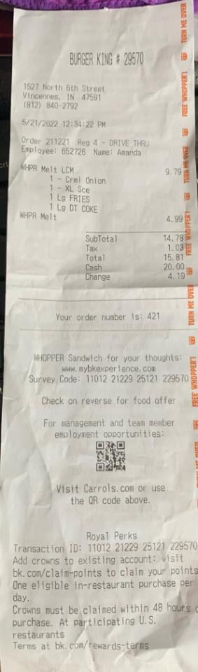 Burger King complaint horrible service