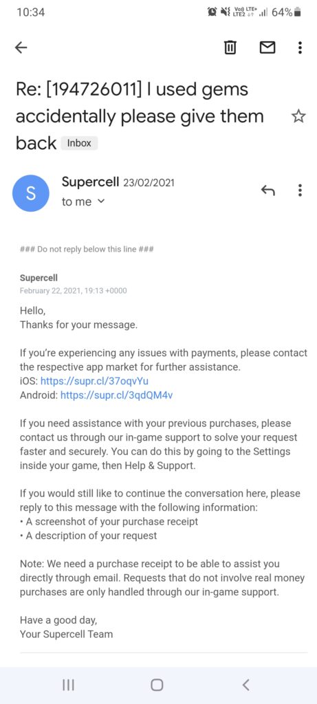Evidence uploaded with this complaint about Supercell