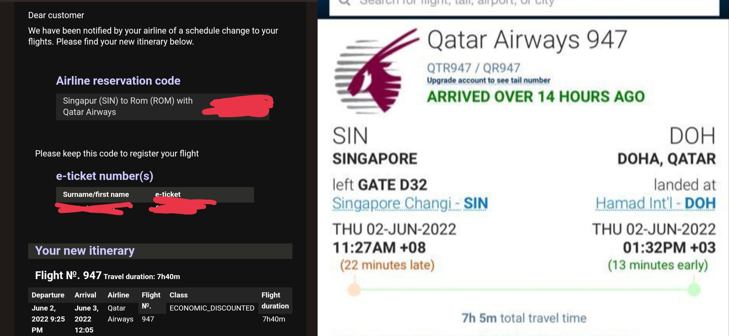 eDreams complaint Wrong time of departure