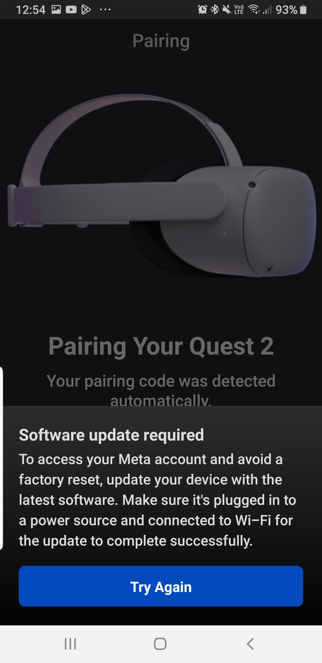 Oculus complaint Oculus Quest 2 software issue