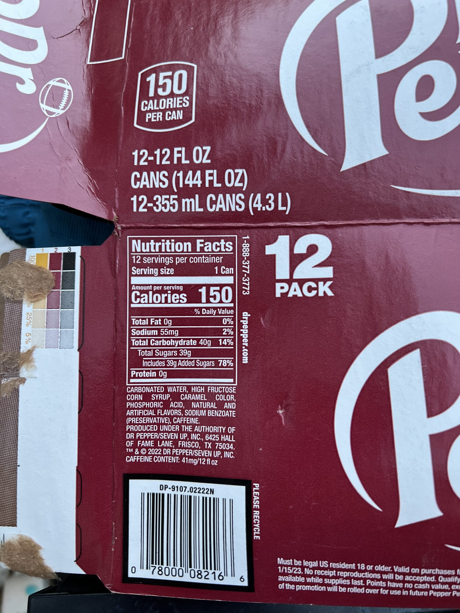 The 12 pack of soda is bad