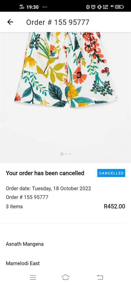 Money deducted,order cancelled