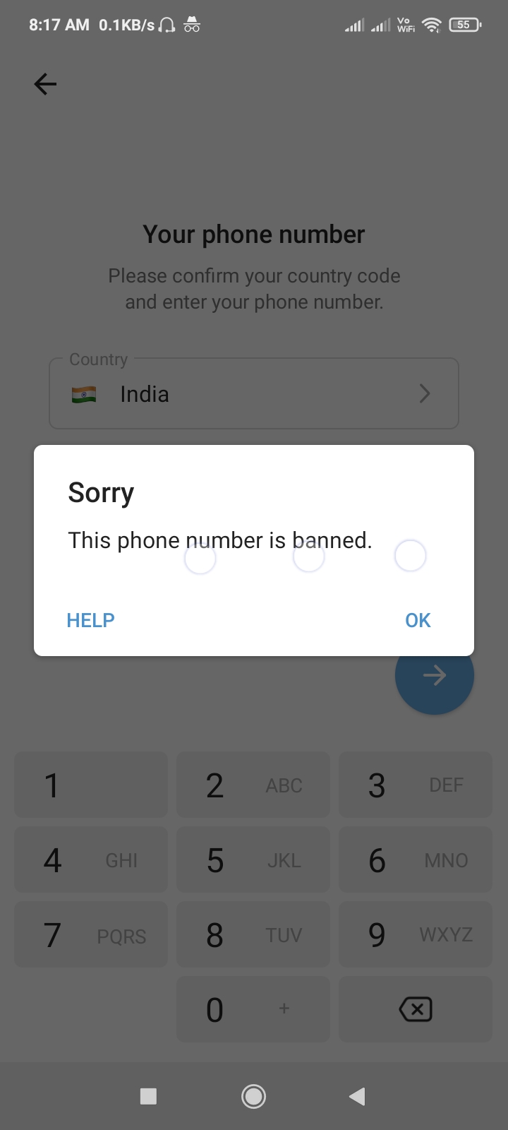 Telegram complaint Number Banned