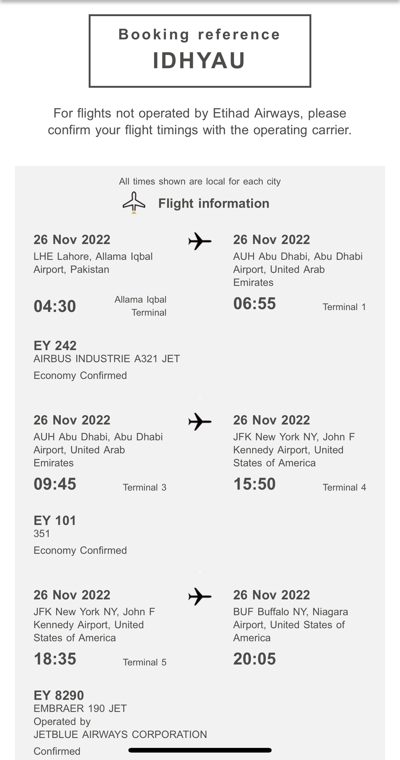 Etihad Airways complaint Tahir butt