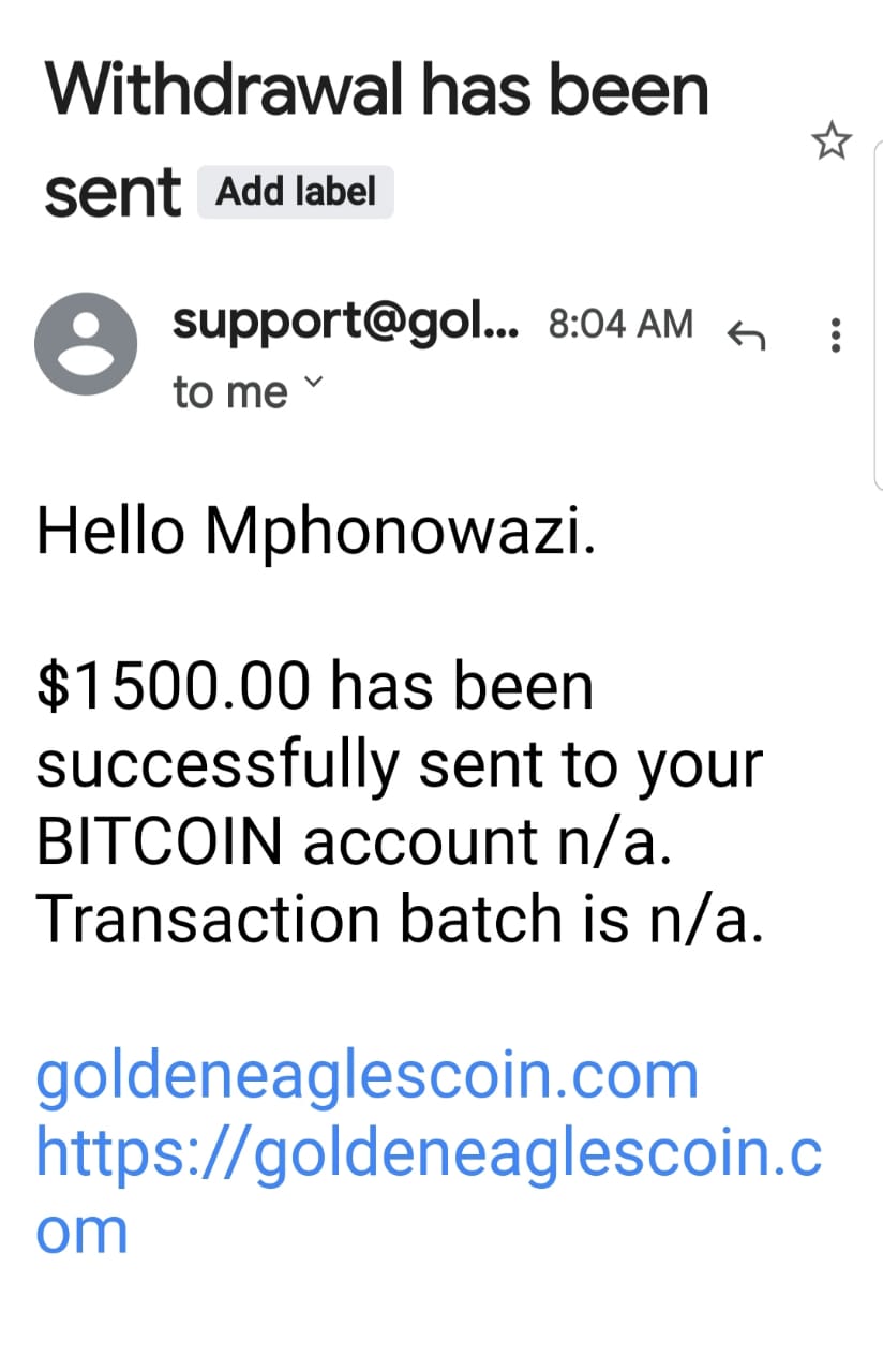 Goldeneaglescoin.com complaint They don't want to release my funds