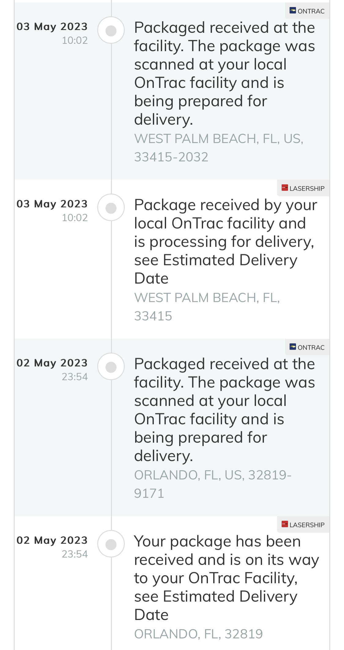 Package delayed