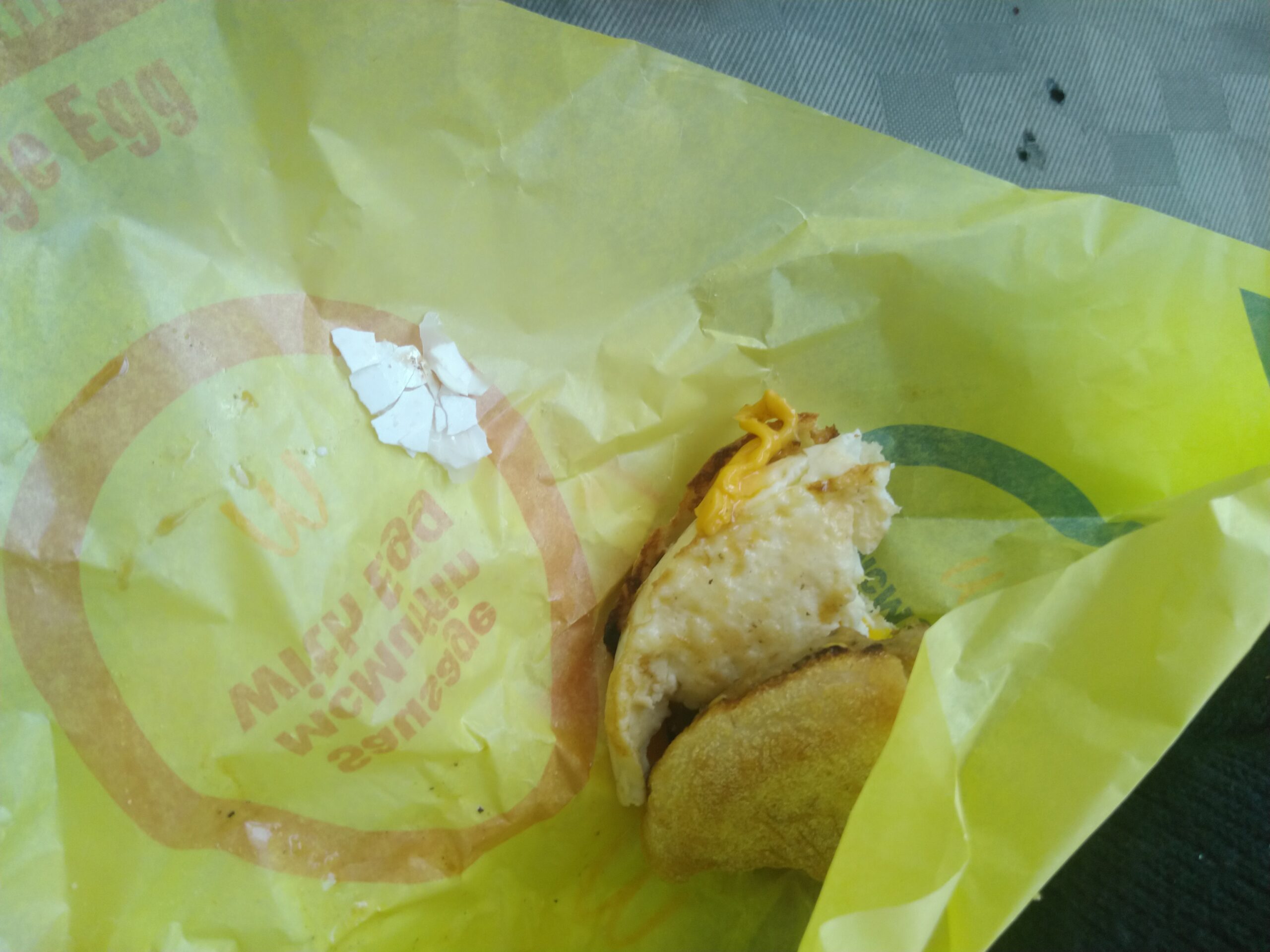 McDonalds complaint Egg shell found in food