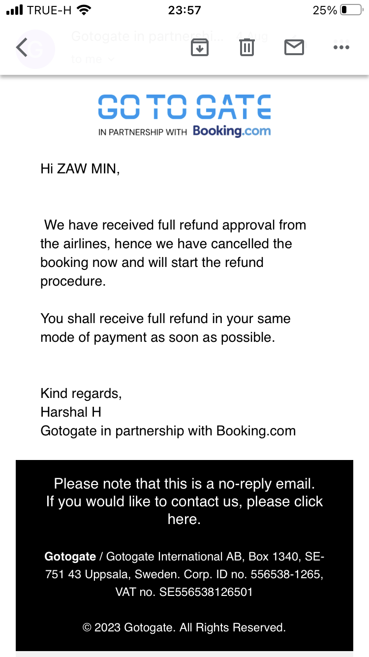 Booking.com complaint Taking time to get refund for the air tickets