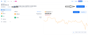 Reflection of my credit balance on dash board of my blockchain wallet.