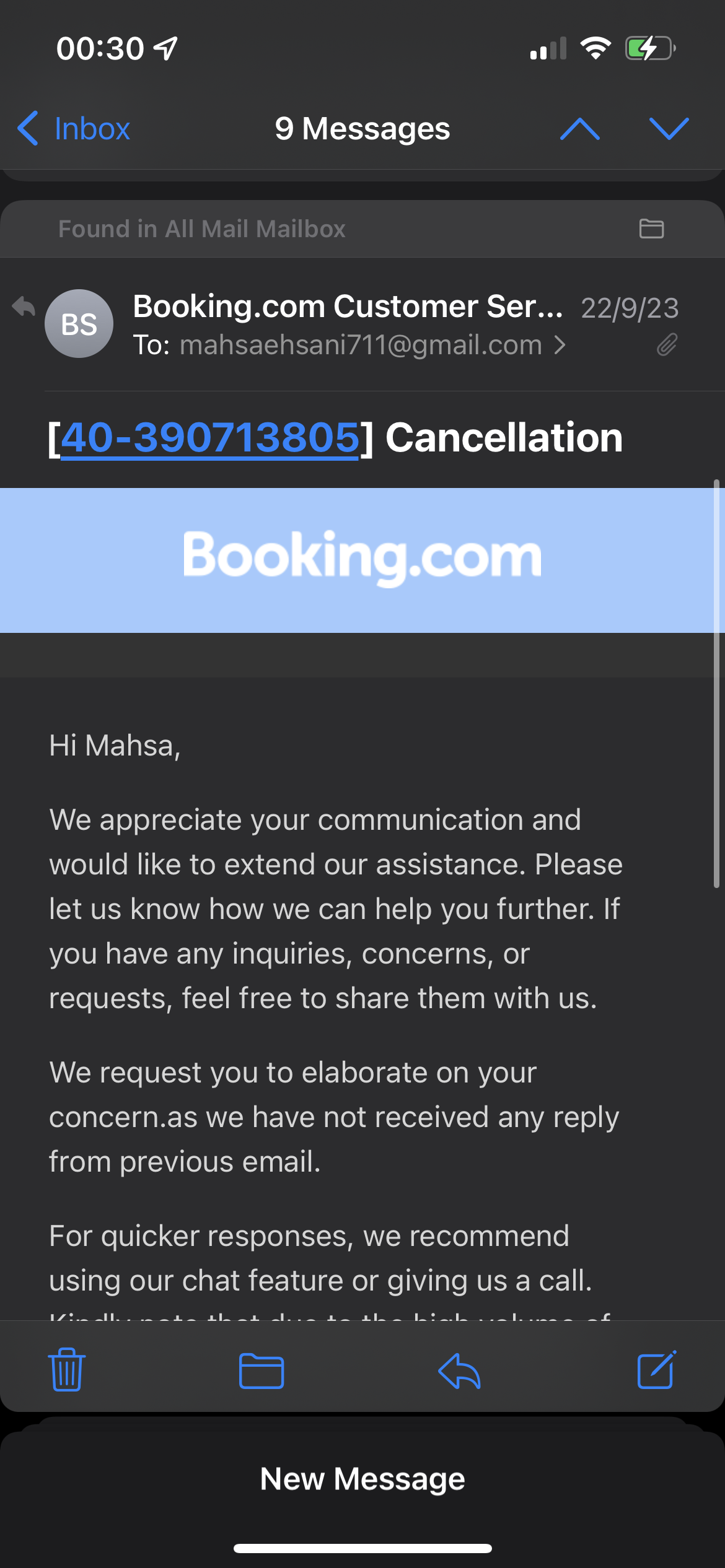 Booking.com complaint Booking
