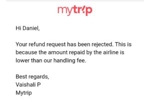 Accepting my cancellation and afterwards surprisingly refuse it