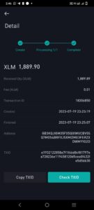 Xlm crypto deposited not yet not receive
