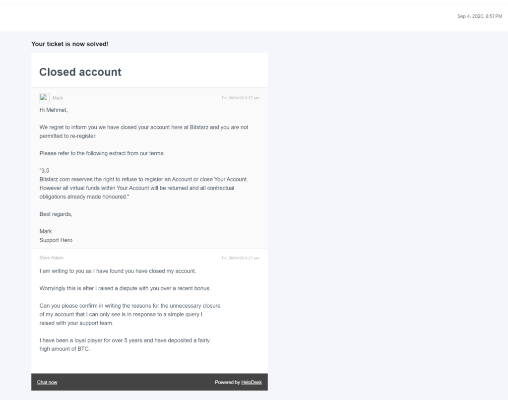 Evidence uploaded with this complaint about BitStarz