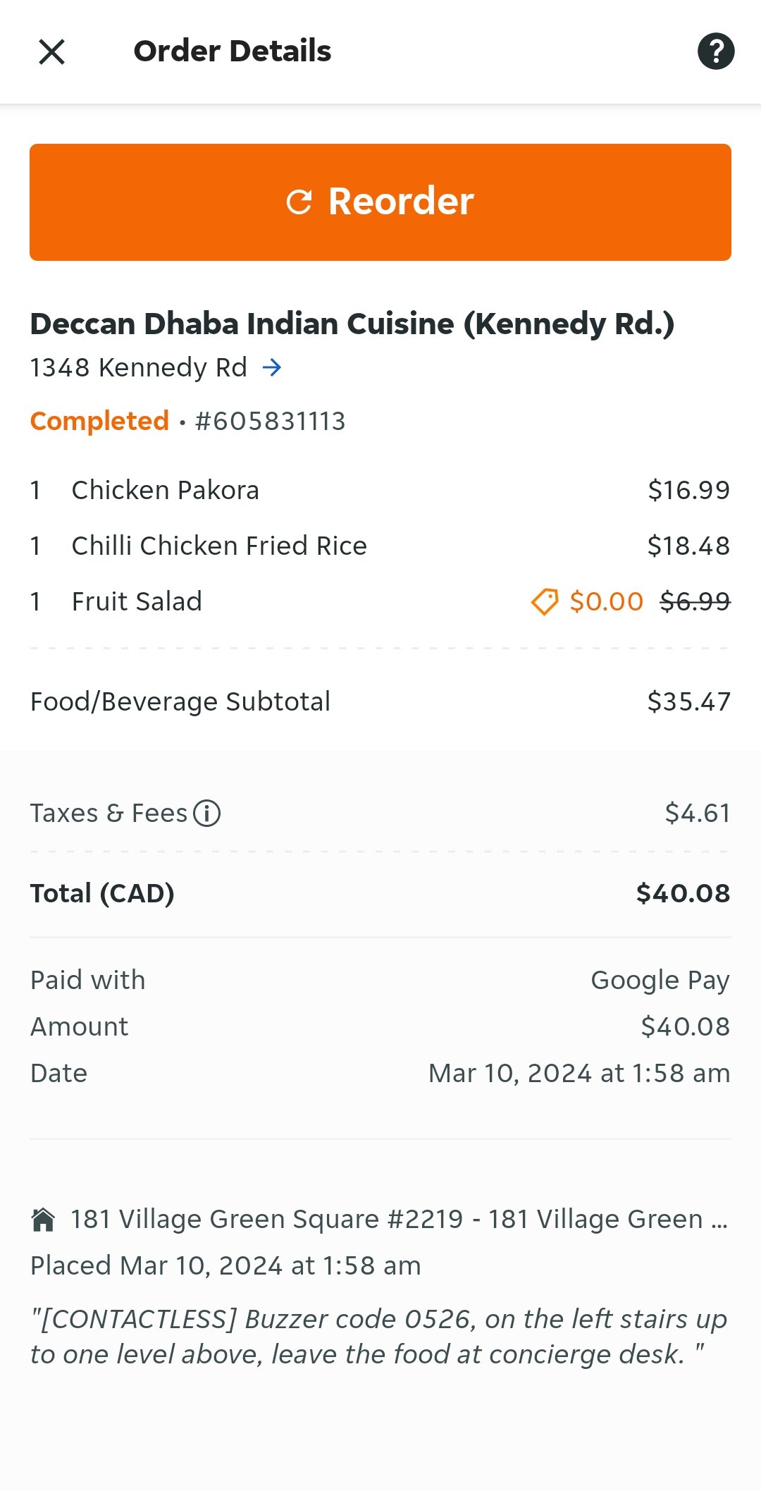 SkipTheDishes complaint Order pickup did not receive