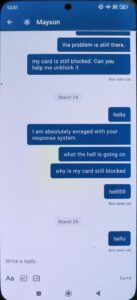 Card Blocked and No response from Support