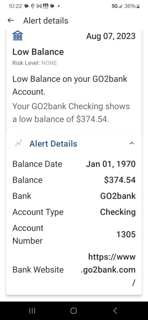 Evidence uploaded with this complaint about GO2bank