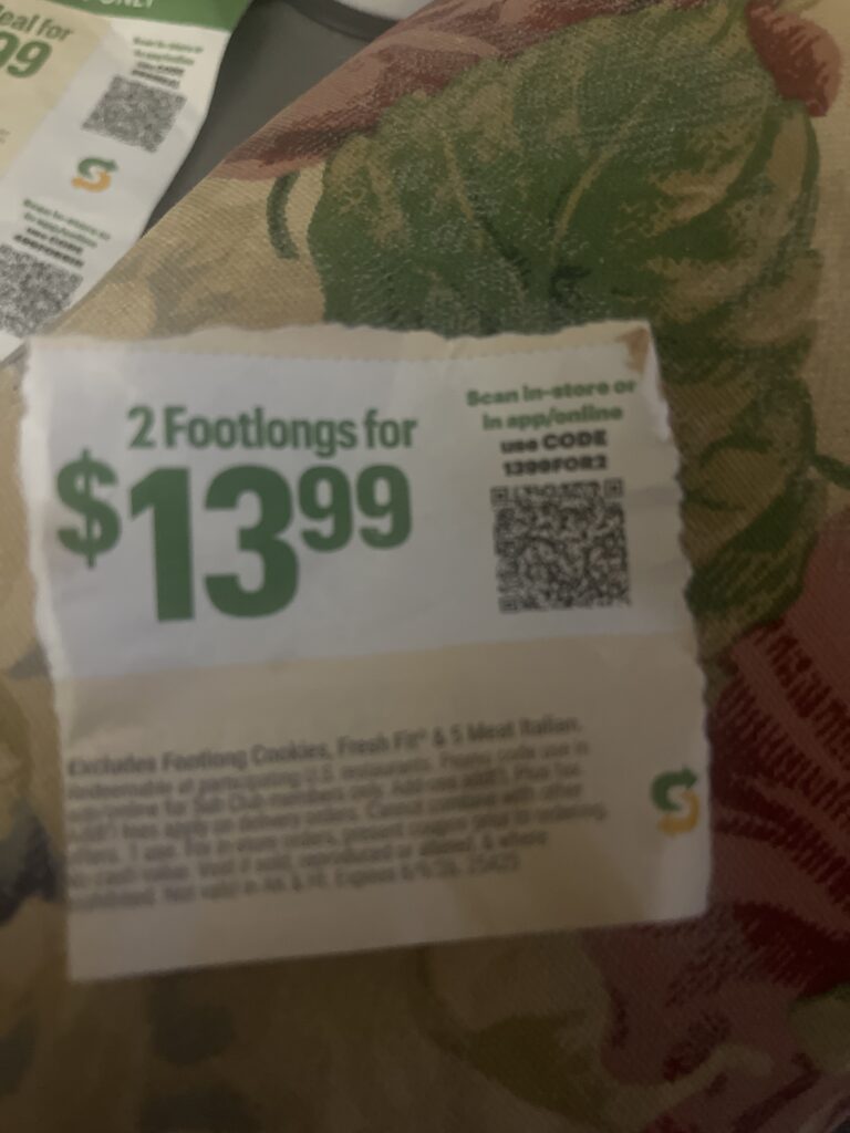 Evidence uploaded with this complaint about Subway